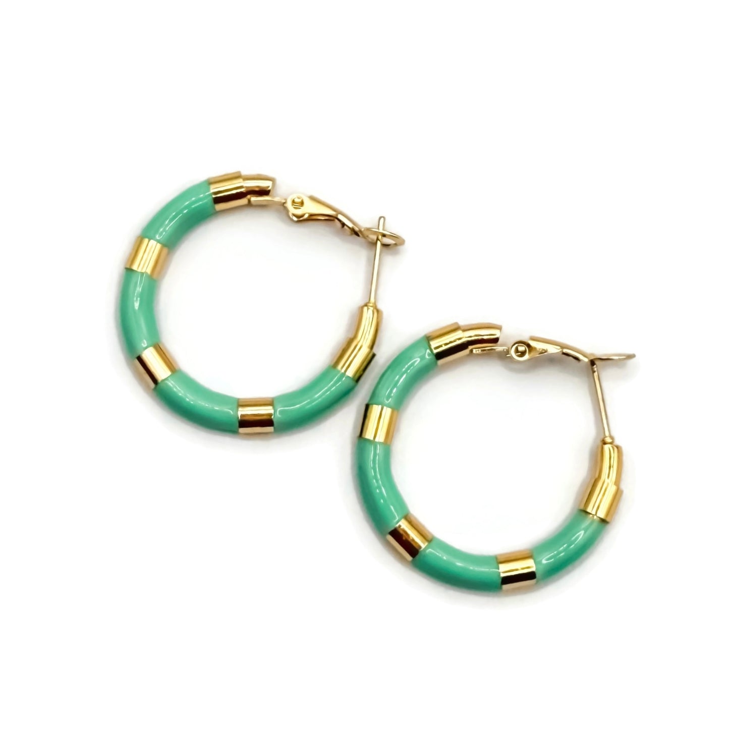 Teal Block Hoops