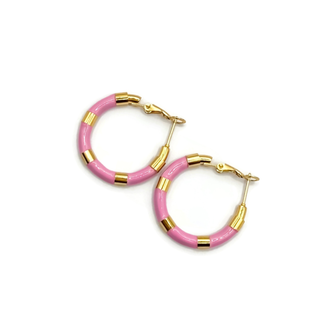 Pink Block Hoops
