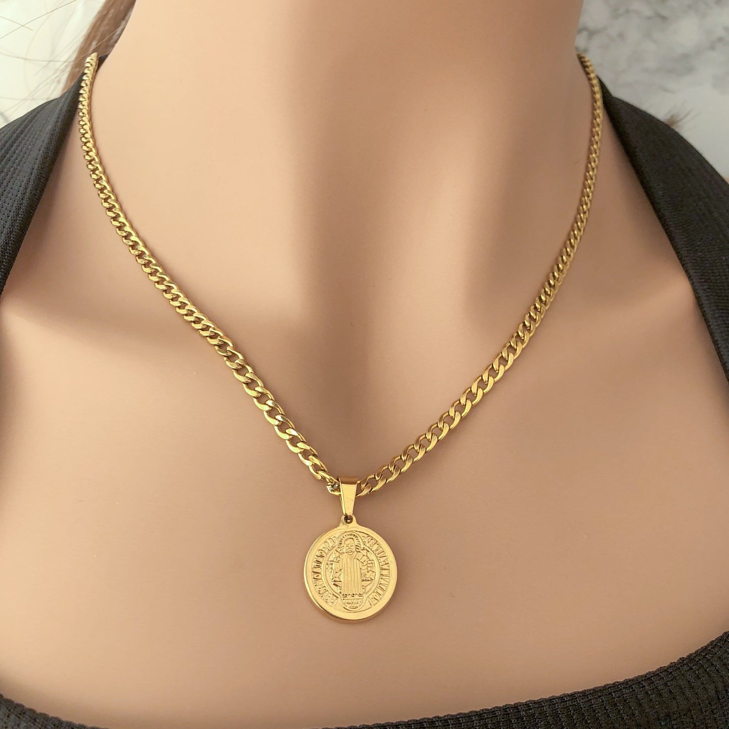 Saint Benedict Necklace (2 sides) - Krave & Co | Stylish Jewelry and Accessories. Shop our Sale.
