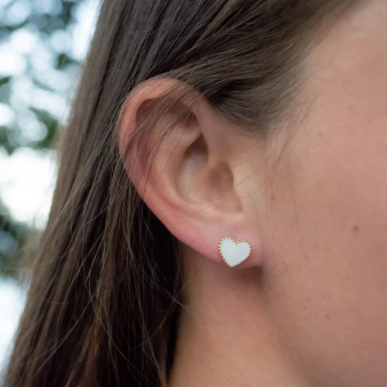 White Heart Studs