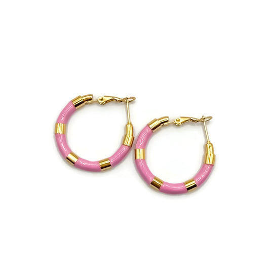 Pink Block Hoops