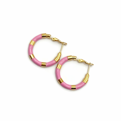 Pink Block Hoops
