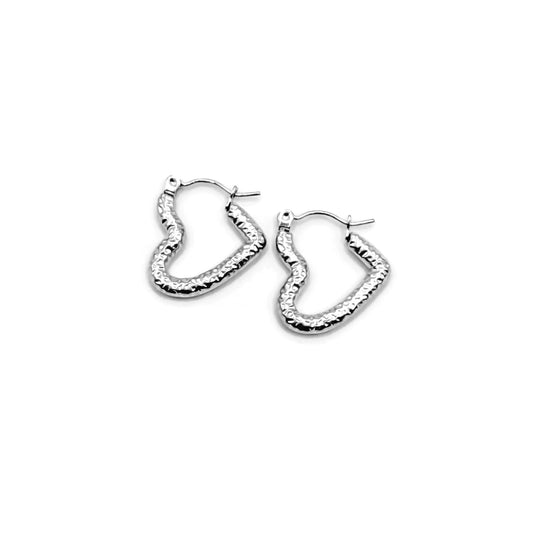 Textured Heart Hoops